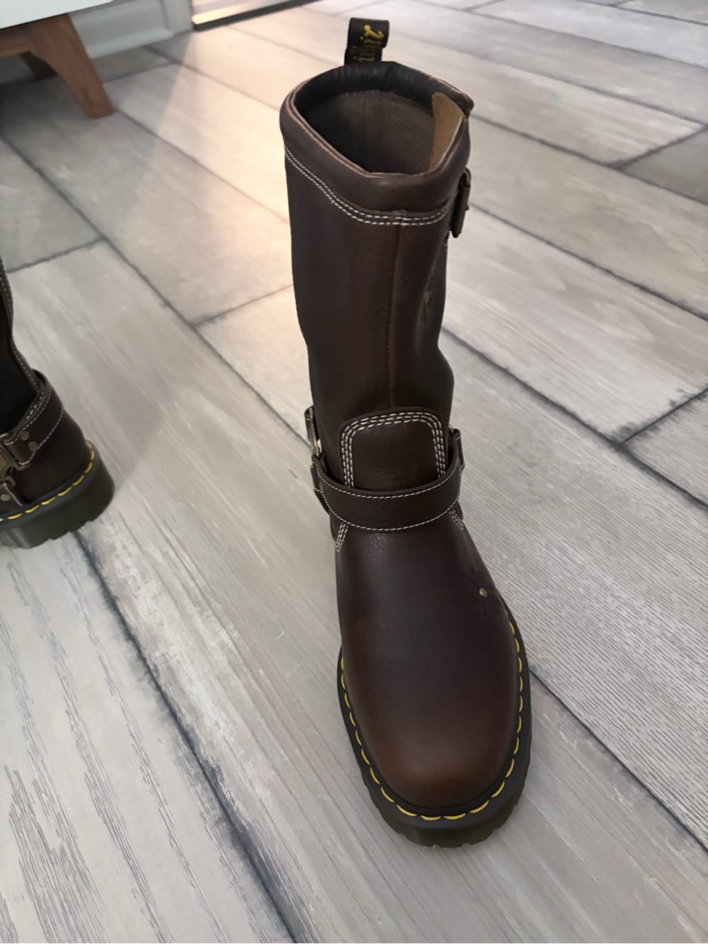 Dr. Martens Dark Brown Anistone Hi Flower Combat Boots